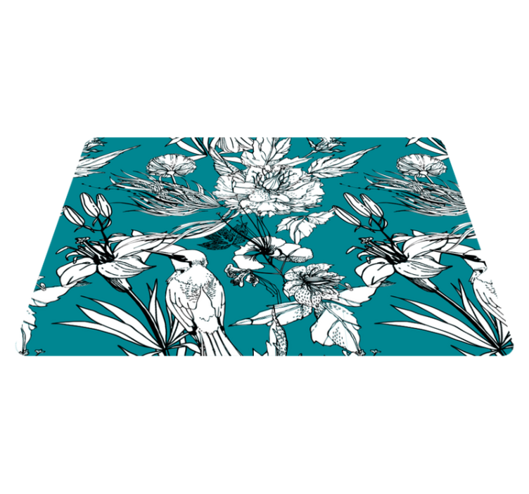 Alfombra vinílica de animales patrón elegante aves blancas - TenVinilo