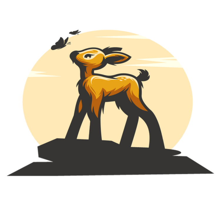 Alfombra vinílica de animales ciervo y mariposas - TenVinilo