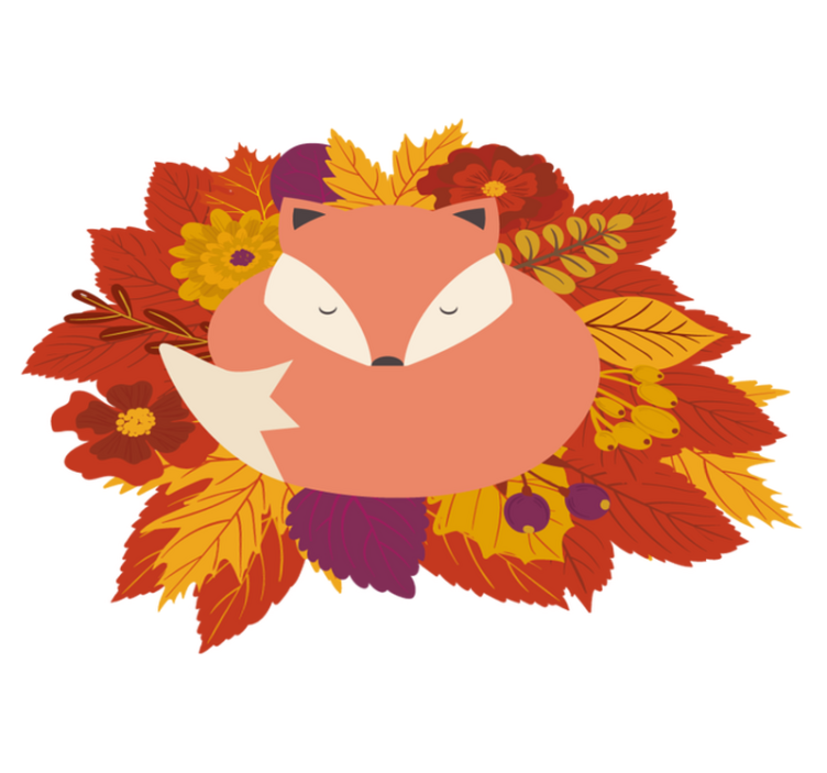 Alfombra vinílica de animales zorro con hojas - TenVinilo