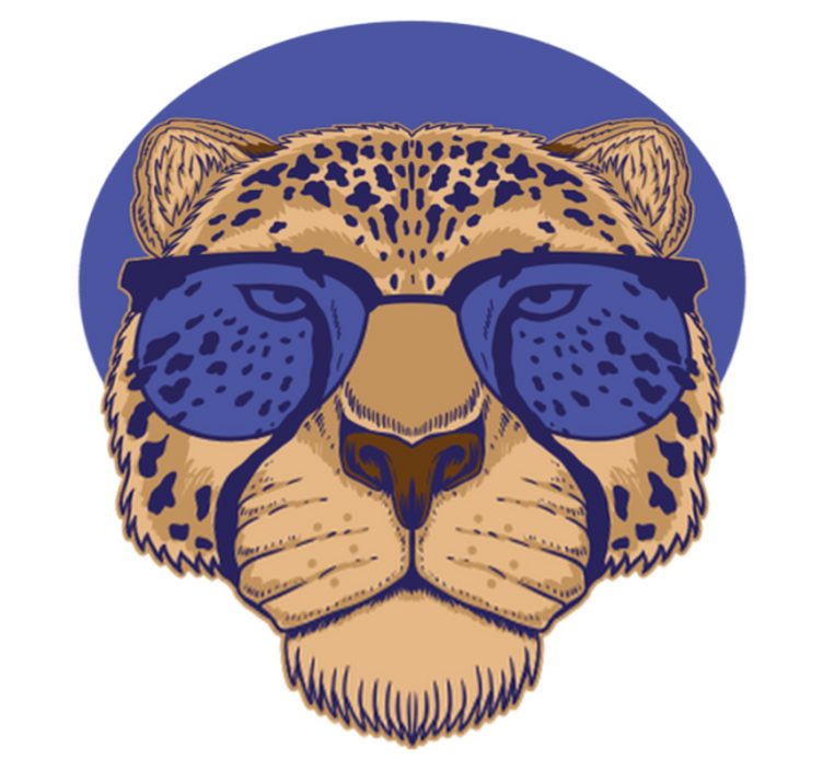 Alfombra vinílica de animales leopardo con gafas - TenVinilo