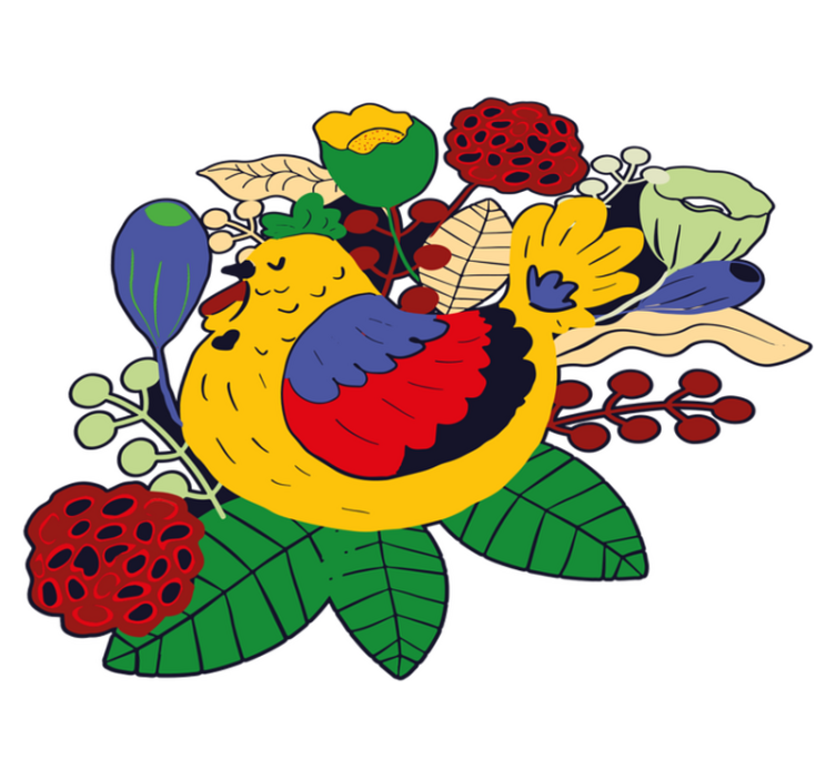 Alfombra vinílica de animales aves coloridas florales - TenVinilo