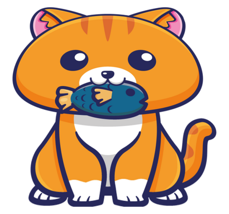 Alfombra vinílica de animales gato lindo con pez - TenVinilo