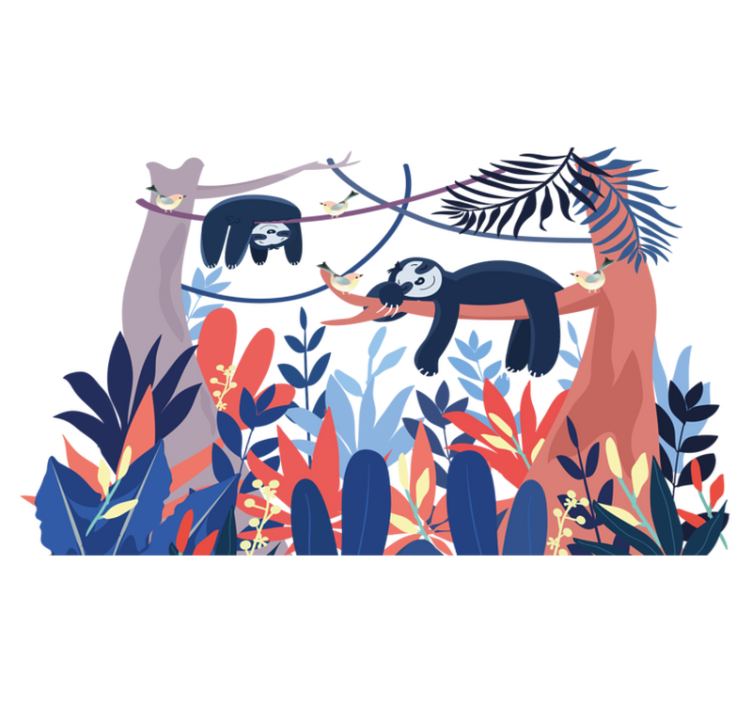 Alfombra vinílica de animales escena de perezosos juguetones - TenVinilo