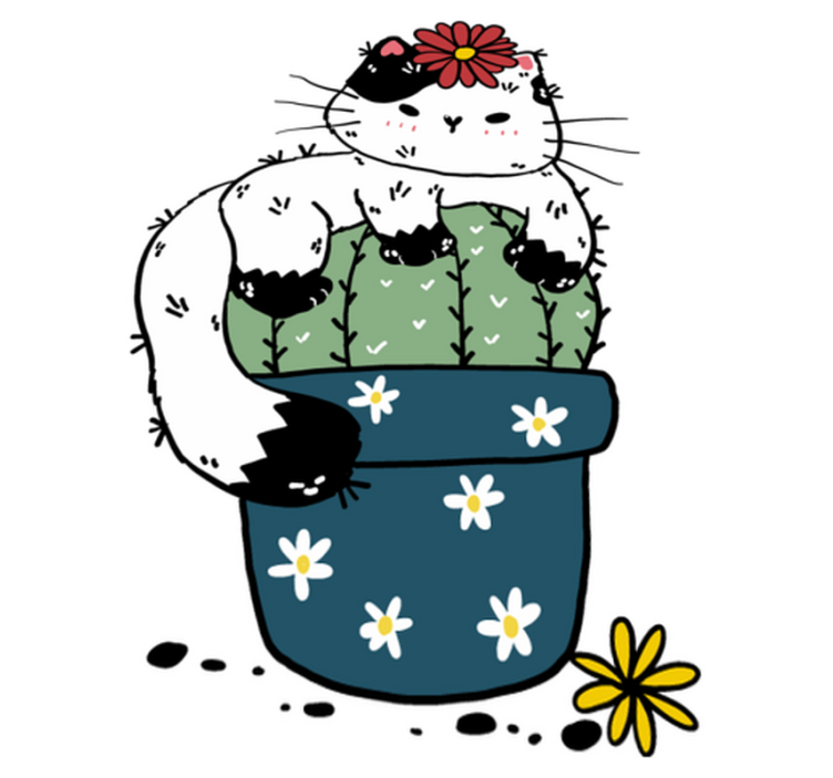 Alfombra vinílica de animales gato cactus juguetón - TenVinilo