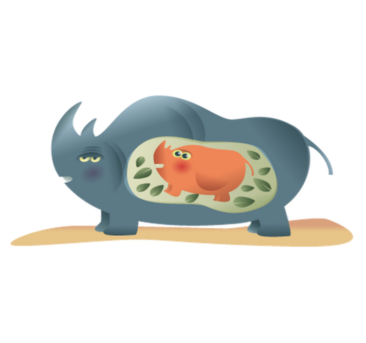 Alfombra vinílica de animales madre rinoceronte embarazada - TenVinilo