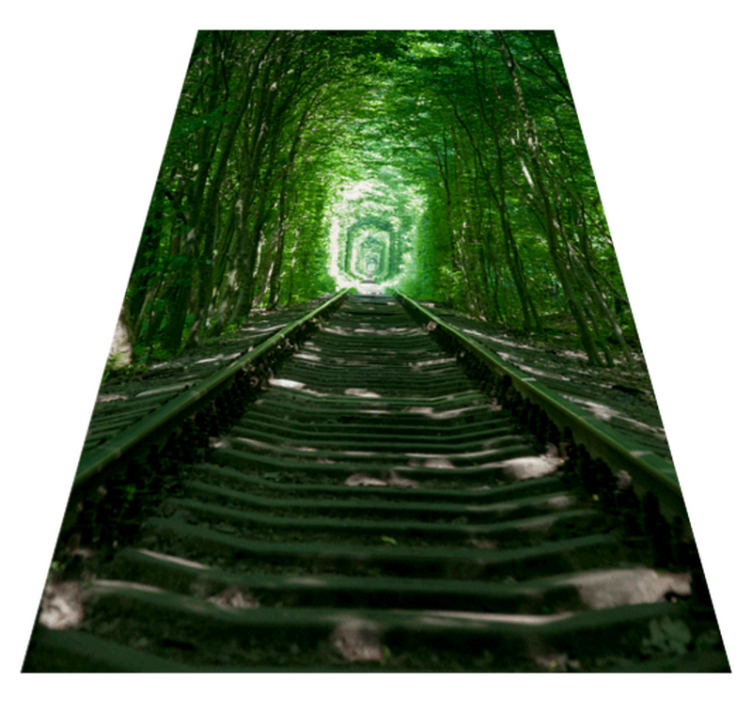 Alfombra vinílica flores sendero y árboles - TenVinilo