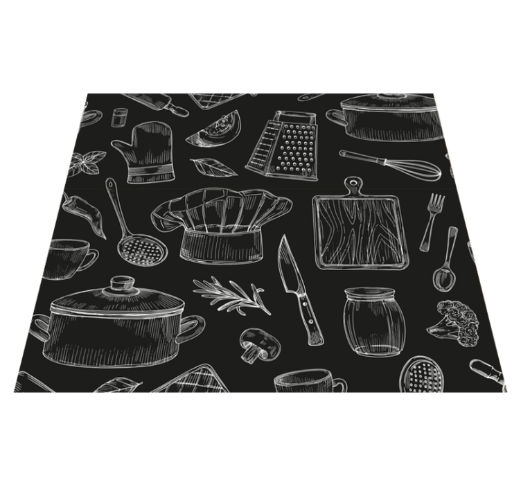 Alfombra vinílica cocina cubiertos elegantes - TenVinilo