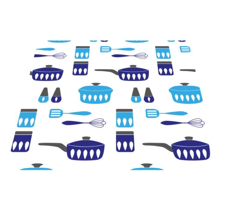 Alfombra vinílica cocina utensilios de cocina - TenVinilo