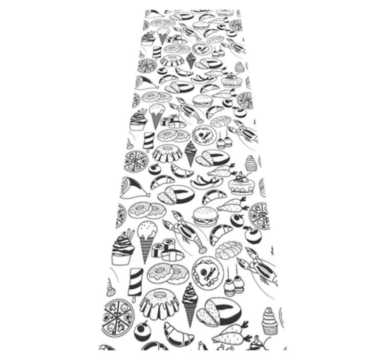 Alfombra vinílica cocina diseño de doodles de comida - TenVinilo