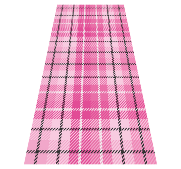 Alfombra vinílica geométrica tartán rosa y negro - TenVinilo