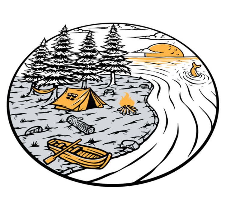 Alfombra vinílica naturaleza insignia paisaje amarillo - TenVinilo