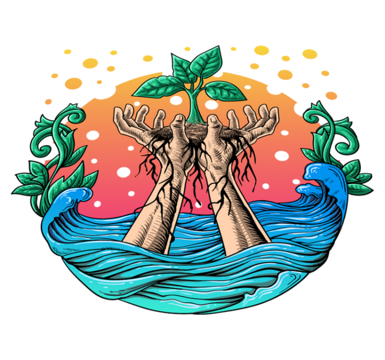 Alfombra vinílica naturaleza manos que crecen naturaleza - TenVinilo