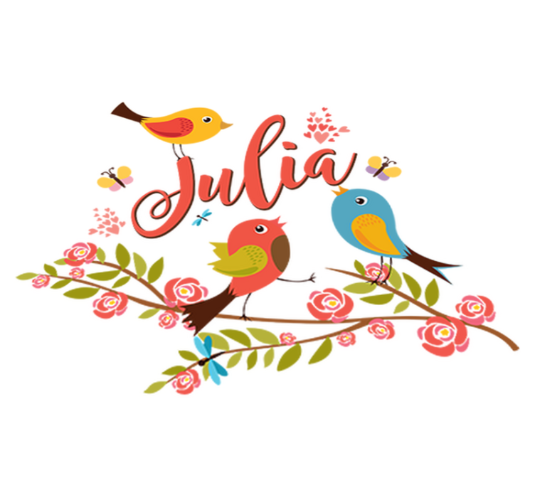 Alfombra vinílica infantil pájaros de primavera con nombre - TenVinilo