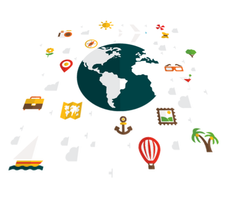 Alfombra vinílica dormitorio mundo viajero - TenVinilo