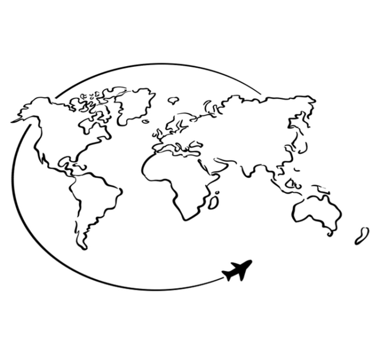 Alfombra vinílica mapamundi círculo avión - TenVinilo