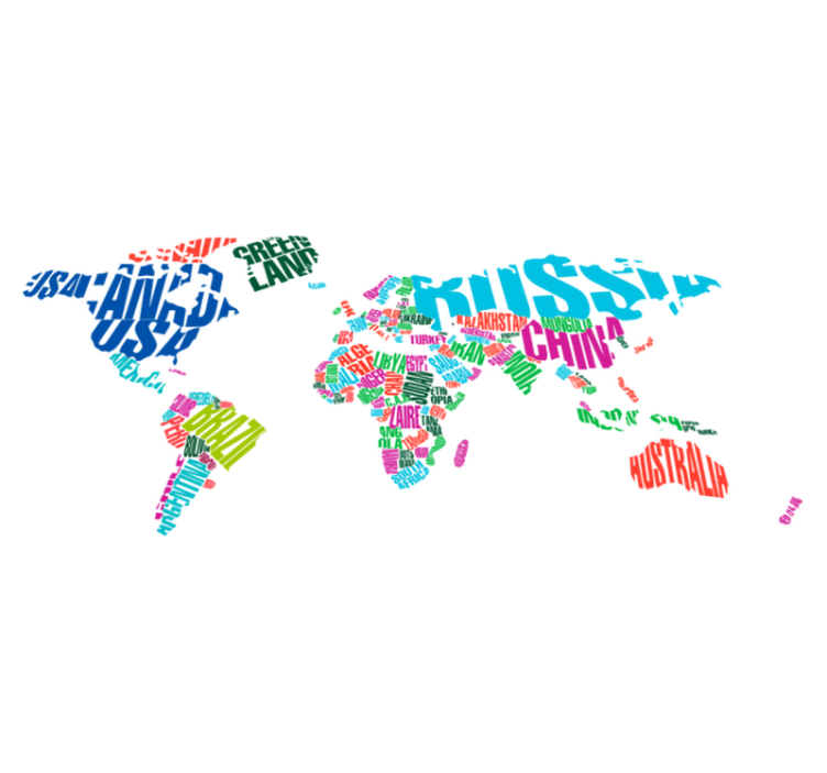 Alfombra vinílica mapamundi países de colores - TenVinilo