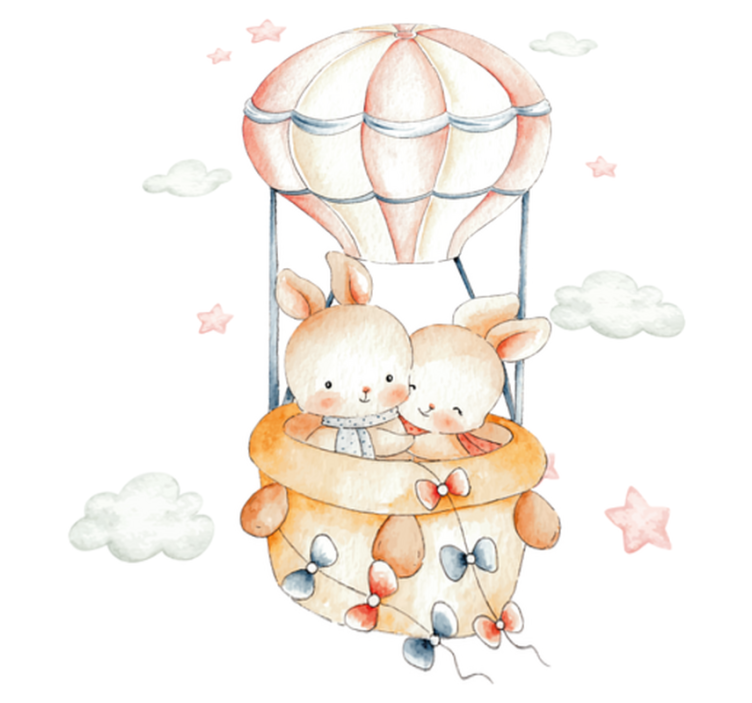 Alfombra vinílica infantil globo aerostático conejo - TenVinilo