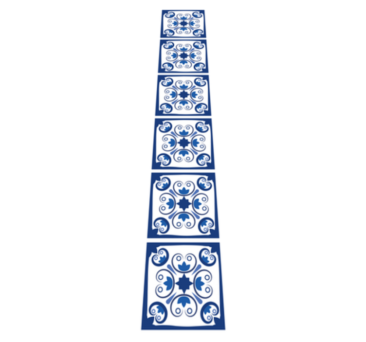 Alfombra vinílica cocina azulejo portugués azul hermoso - TenVinilo