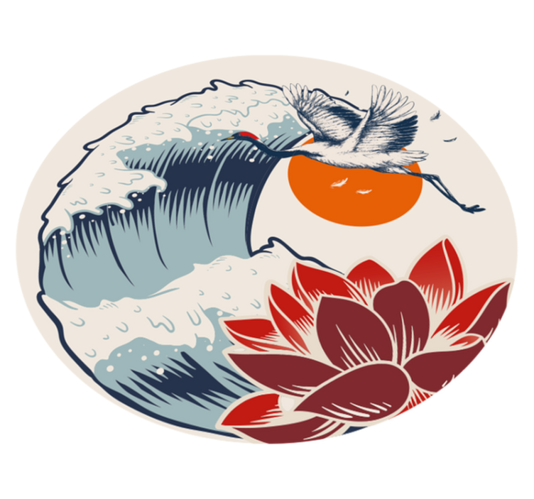 Alfombra vinílica de animales grúa océano atardecer - TenVinilo