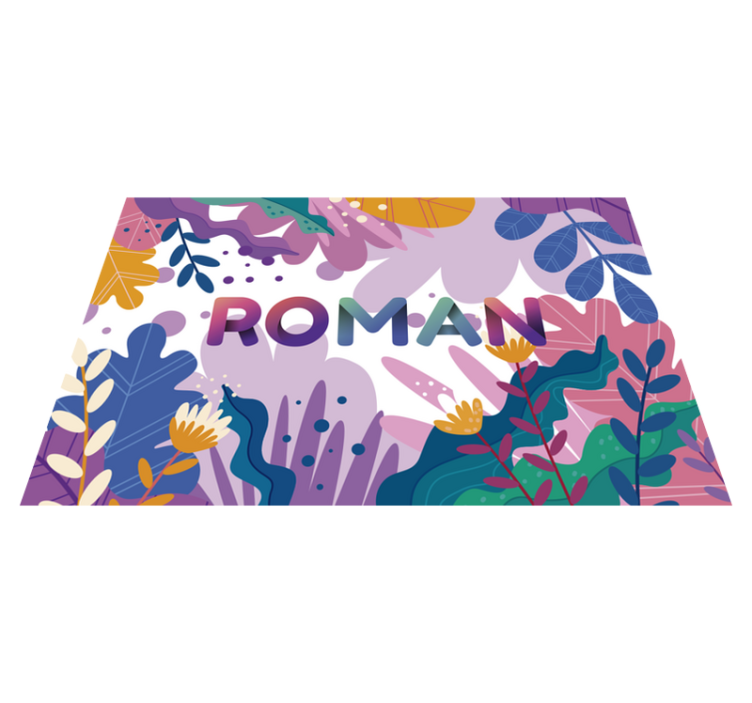 Alfombra vinílica de flores tropicales con nombre - TenVinilo