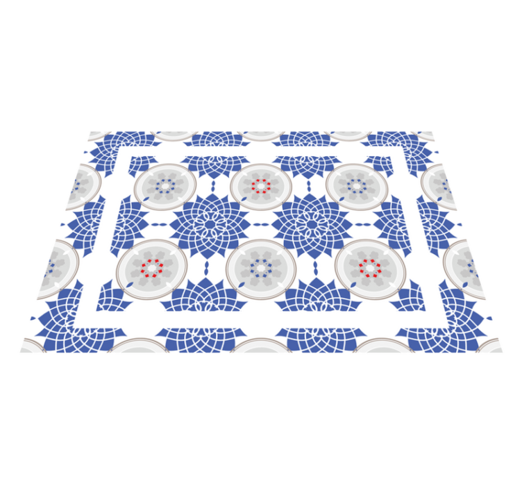 Alfombra vinílica mandala azulejos azules - TenVinilo