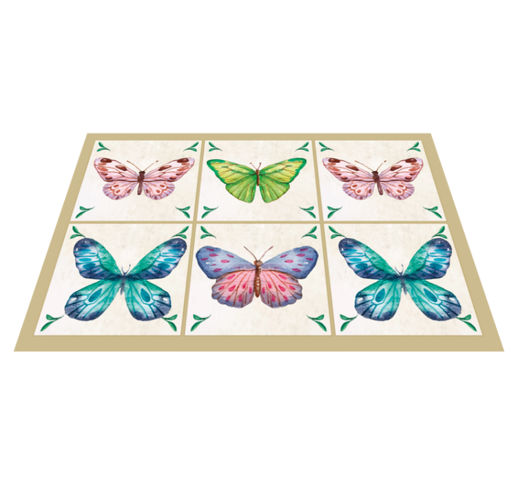 Aflombra vinílica con azulejos de mariposas - TenVinilo