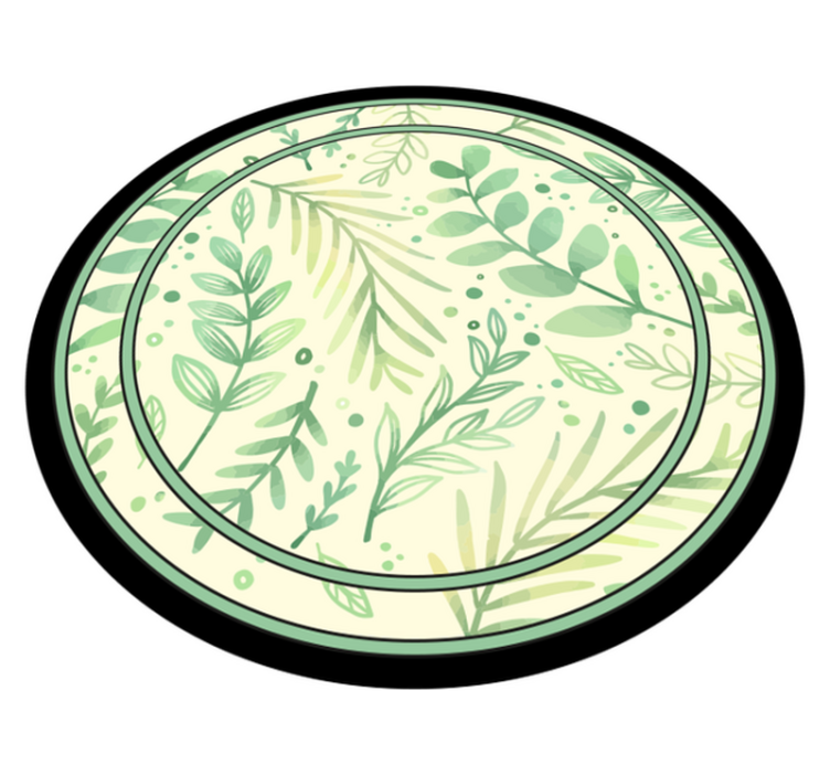 Alfombra vinilo verde Hojas circulares - TenVinilo