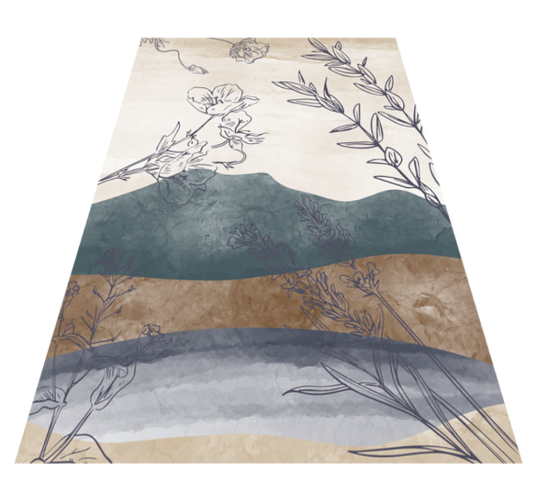 Alfombra vinílica flores silueta botánica - TenVinilo