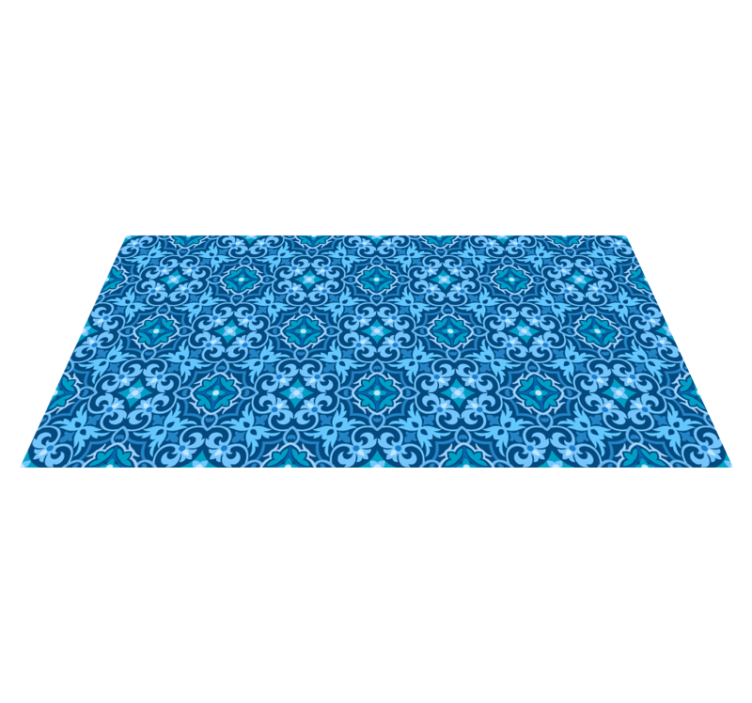 Alfombra vinílica azulejos patrón azul ornamental - TenVinilo
