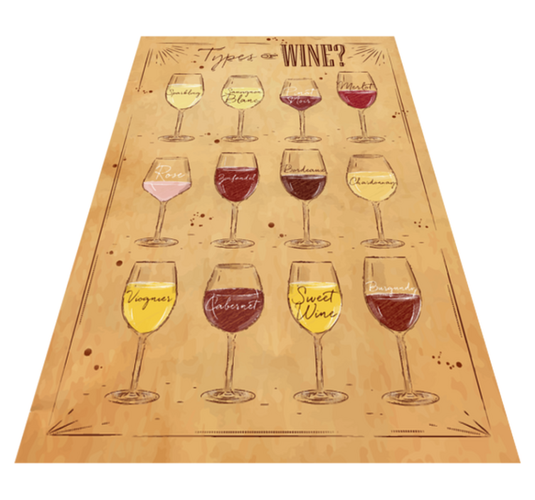 Alfombra vinílica cocina tipos de vino - TenVinilo