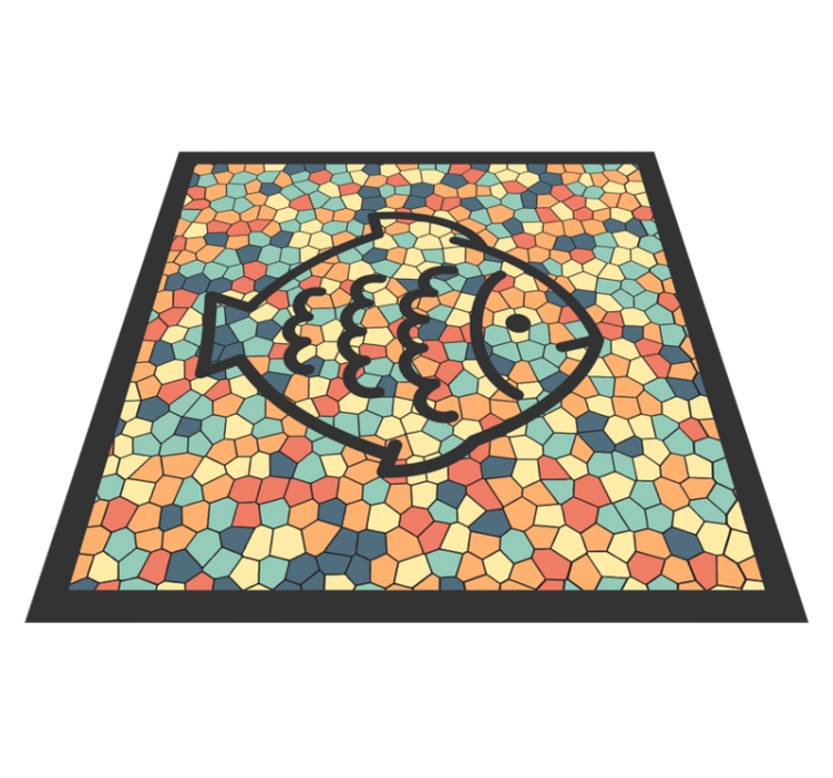 Alfombra vinílica mosaico patrón de mosaico de peces - TenVinilo