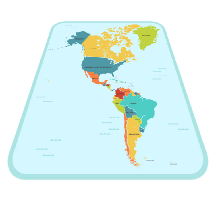 Alfombra de vinilo mapamundi América en el centro - TenVinilo