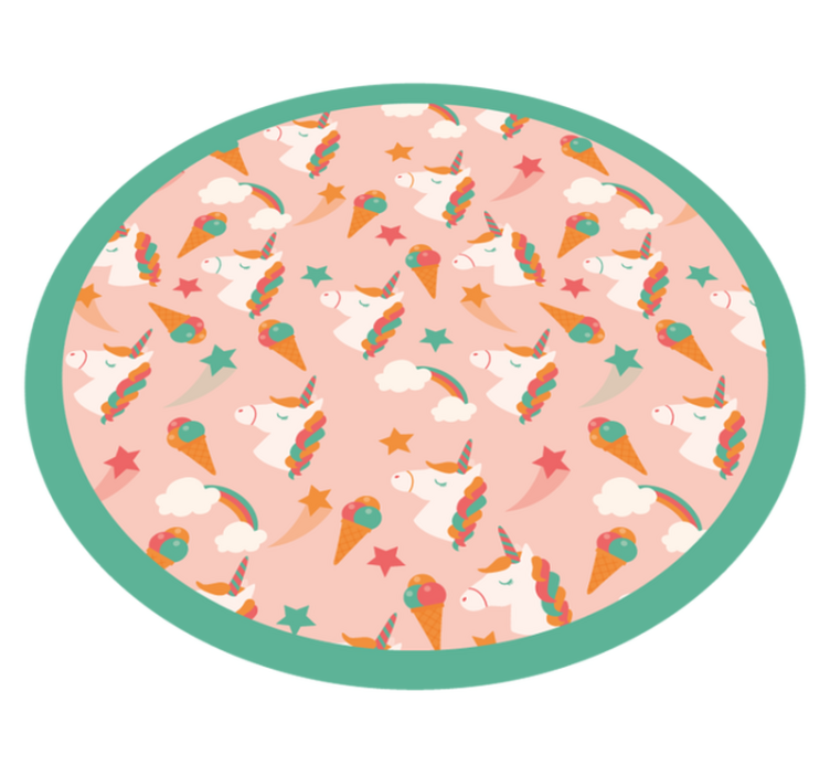 Alfombra vinílica infantil círculo con motivo de unicornio - TenVinilo