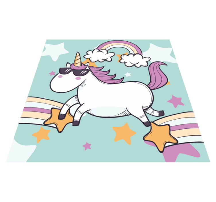 Alfombra vinílica infantil unicornio con gafas - TenVinilo