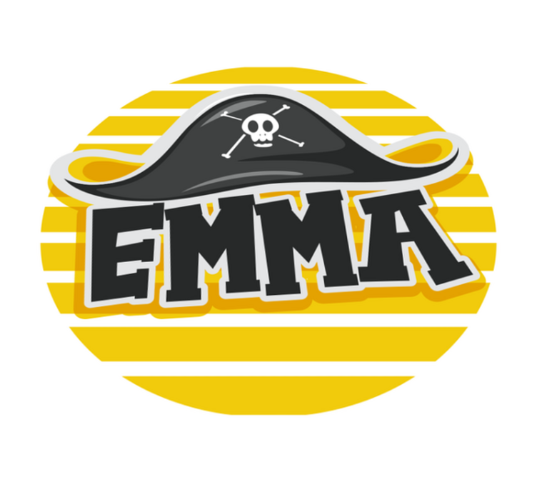 Alfombra vinílica con nombre Pirata con sombrero de calavera - TenVinilo