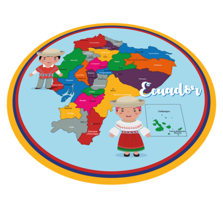 Alfombra vinílica mapamundi de Ecuador - TenVinilo