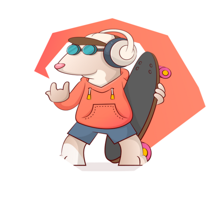 Alfombra vinílica infantil ilustración del ratón patinador - TenVinilo