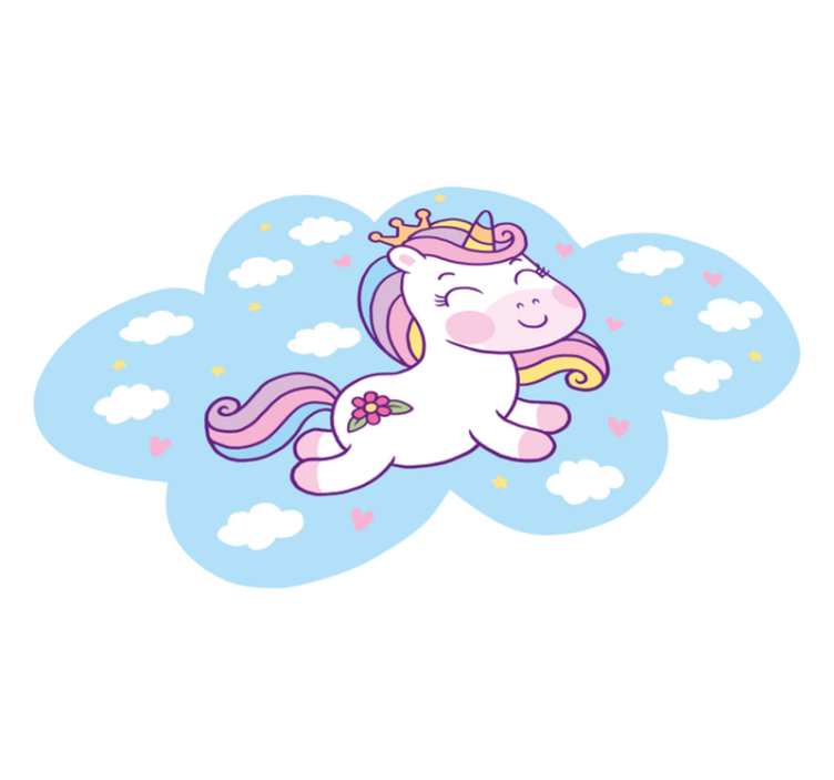 Alfombra vinílica infantil juego de nubes de unicornio - TenVinilo