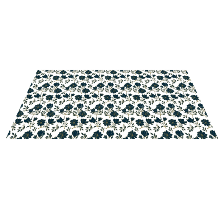 Alfombras de vinilo de azulejos Patrón de flores azules - TenVinilo