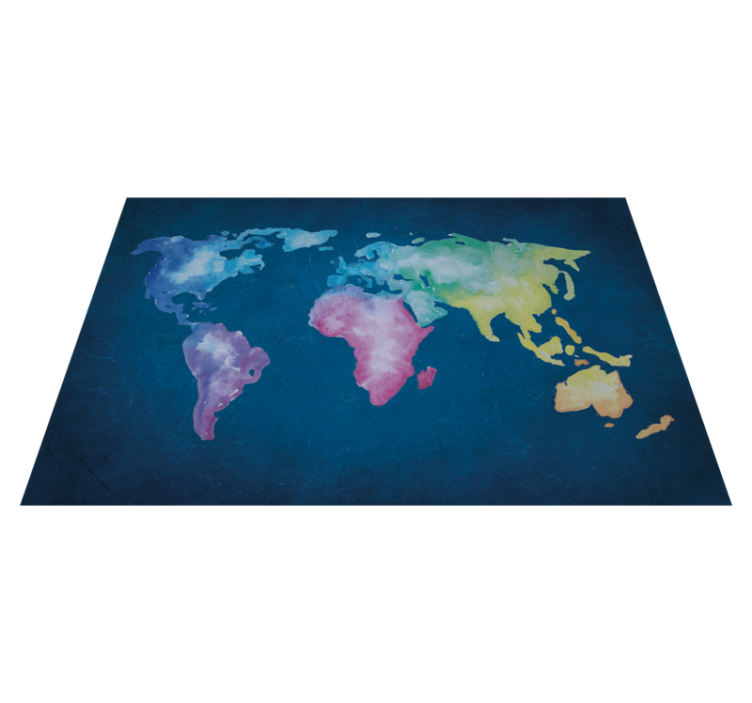 Alfombra vinílica mapamundi mapa del mundo en acuarela - TenVinilo