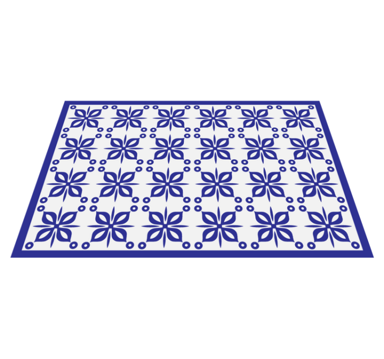 Alfombra vinílica hidráulica elemento floral azul - TenVinilo