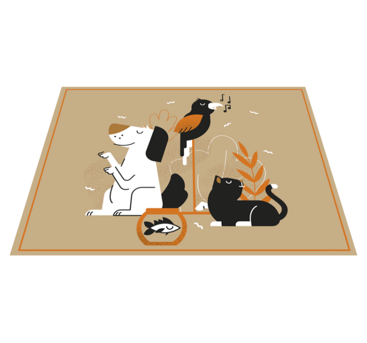 Alfombra vinílica de animales ilustración de mascota beige - TenVinilo