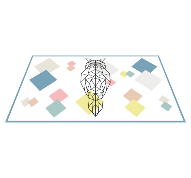 Alfombra vinílica nórdica Impresión de búho en formas geométricas - TenVinilo