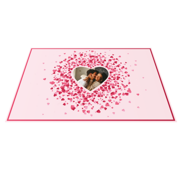 Alfombra vinílica dormitorio forma de corazón con foto - TenVinilo