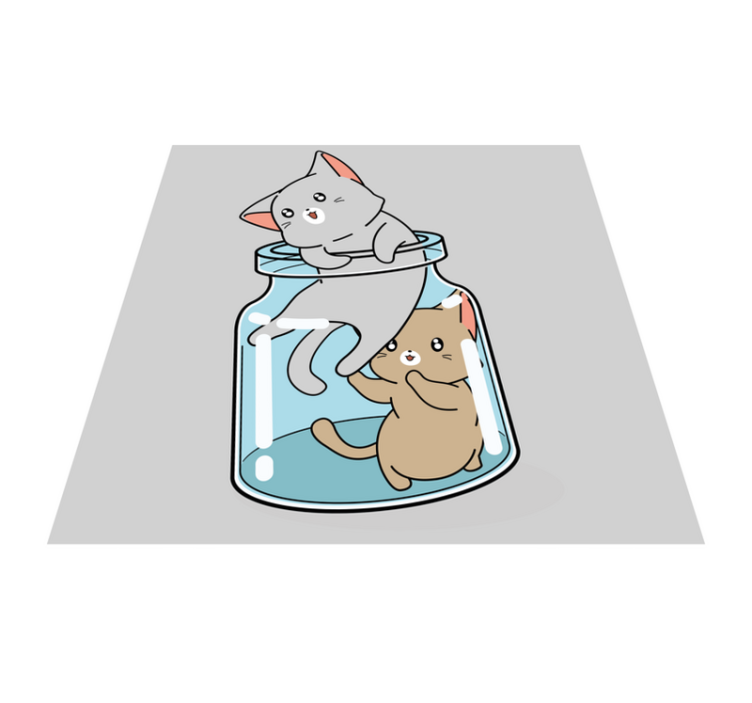 Alfombra vinílica de animales tarro de gatos lindos - TenVinilo