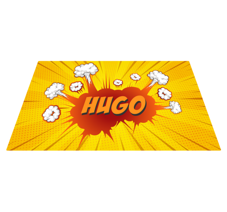 Alfombra vinílica personalizable explosión cómica con nombre - TenVinilo