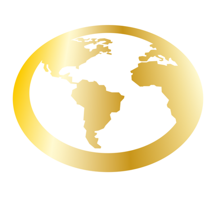 Alfombra vinílica mapamundi motivo del globo dorado - TenVinilo