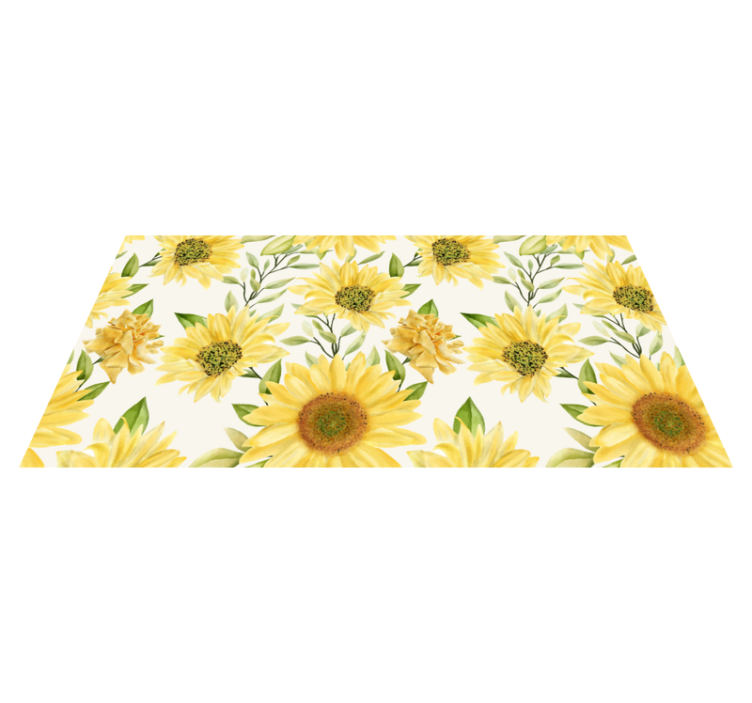 Alfombra vinílica dormitorio Girasol fondo blanco - TenVinilo