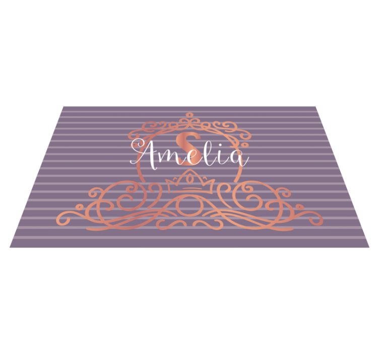 Alfombra vinílica infantil Princesa dorada y blanca coronada nomb - TenVinilo