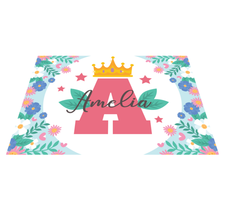 Alfombra vinílica infantil inicial y nombre coronados - TenVinilo